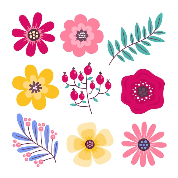 Vector gratuito colección de flores de primavera