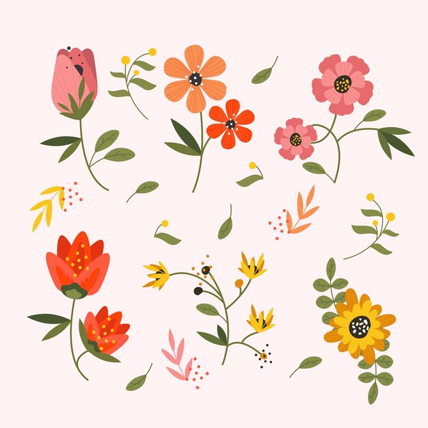 Colección de flores de primavera