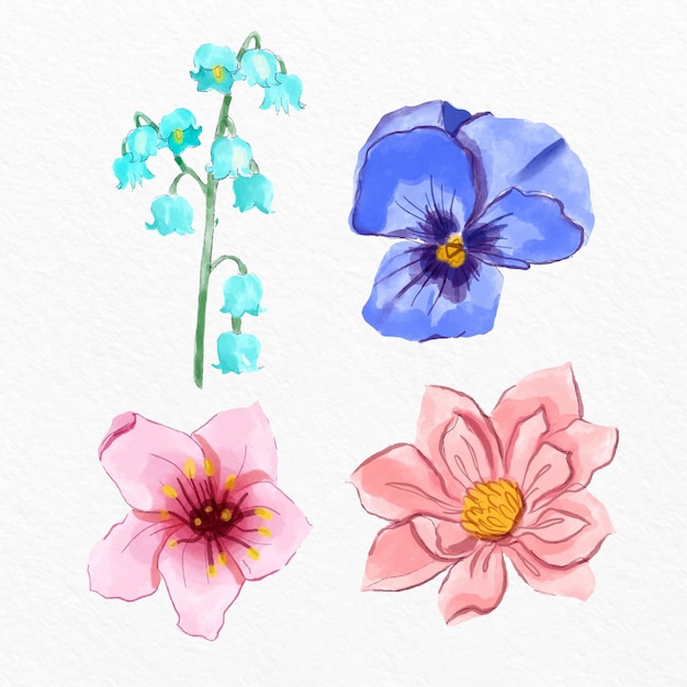 Vector gratuito colección de flores de primavera