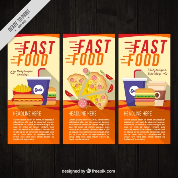 Colección de flyers de comida rápida