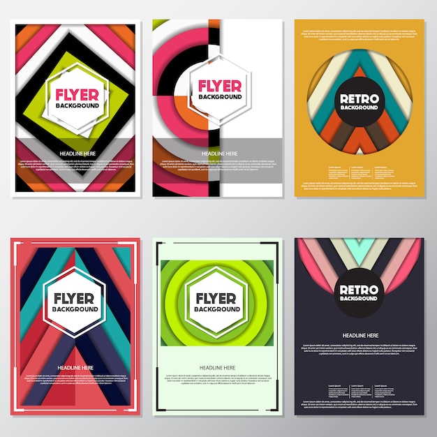 Vector gratuito colección de flyers retro