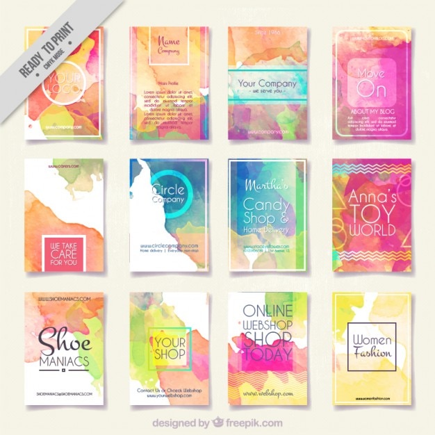 Colección de folletos abstractos de acuarela