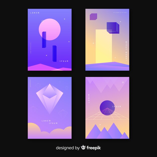 Colección folletos formas geométricas flotantes