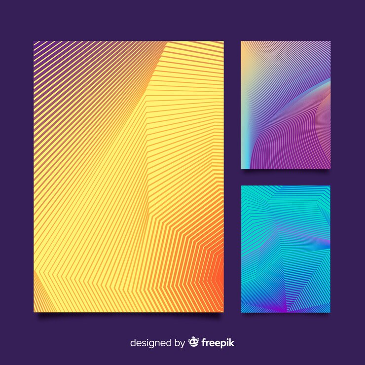 Vector gratuito colección folletos líneas geométricas coloridas