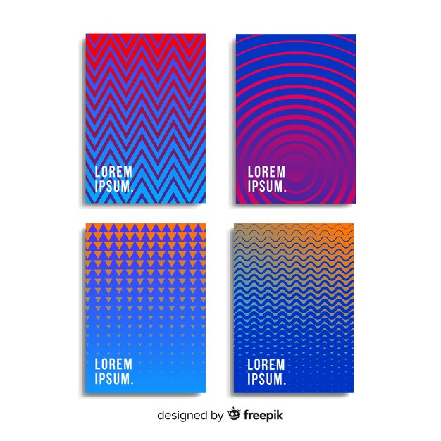 Colección folletos líneas geométricas coloridas