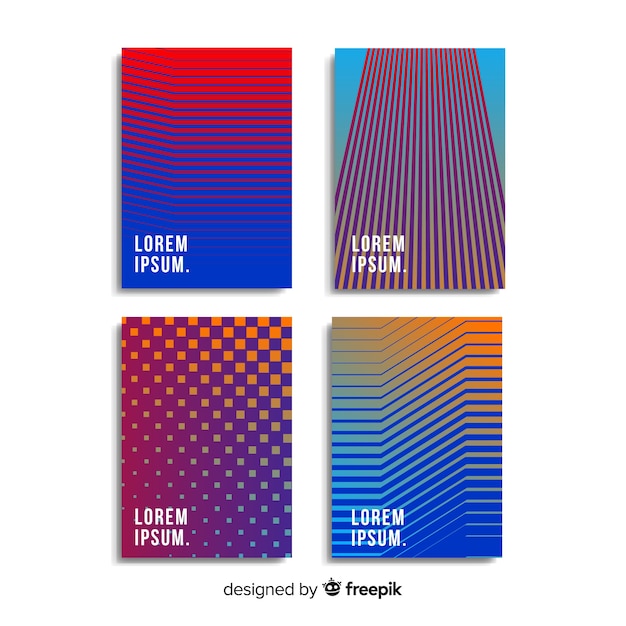 Colección folletos líneas geométricas coloridas