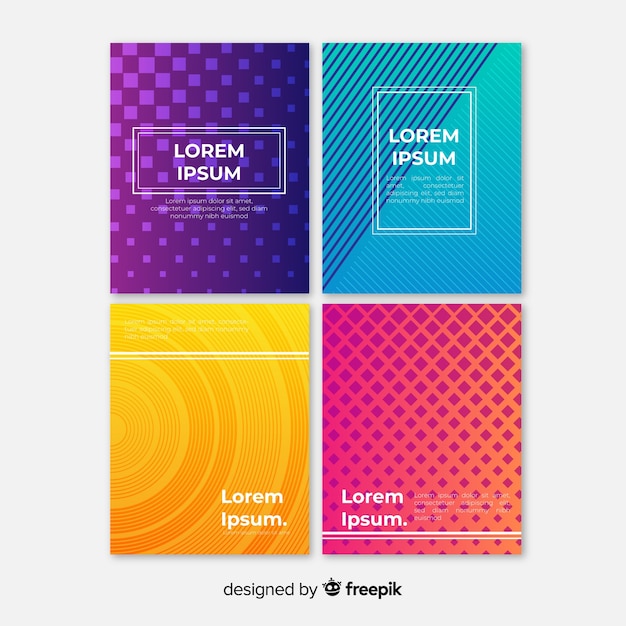 Colección folletos líneas geométricas coloridas