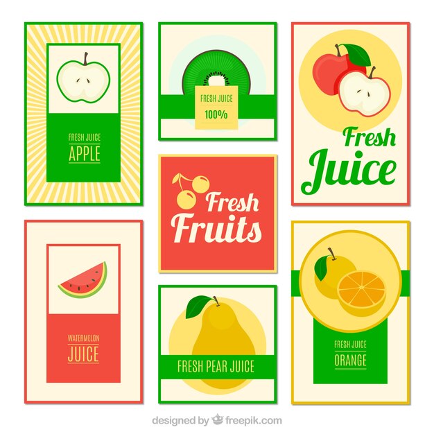 Colección de folletos de zumos de frutas