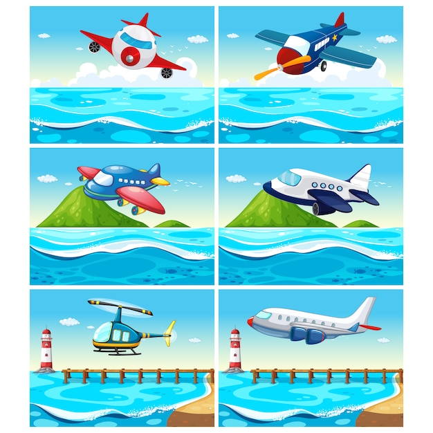 Vector gratuito colección de fondos de aviones