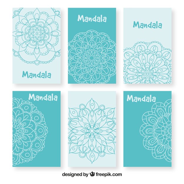 Colección de fondos azules con diseño de mandala