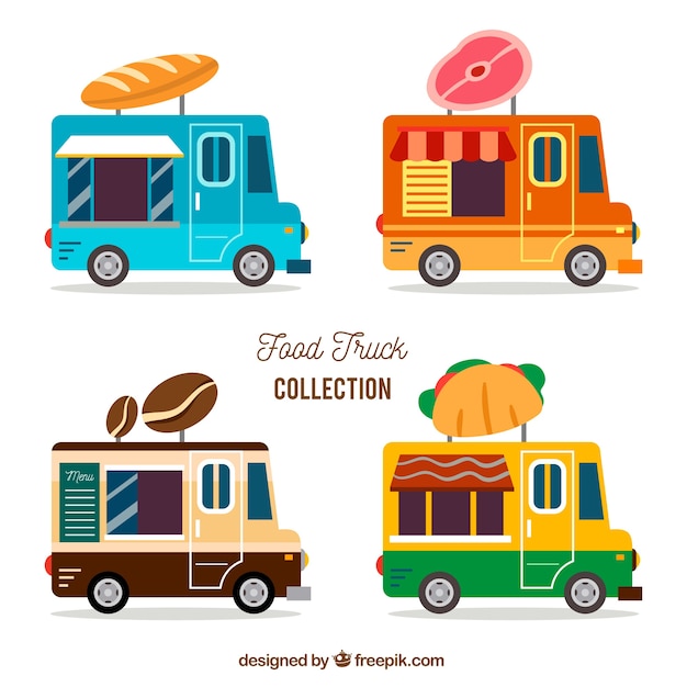 Colección de food truck coloridos