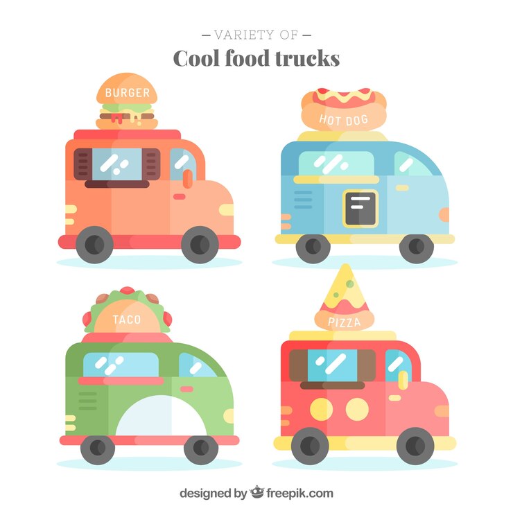 Vector gratuito colección de food trucks con estilo