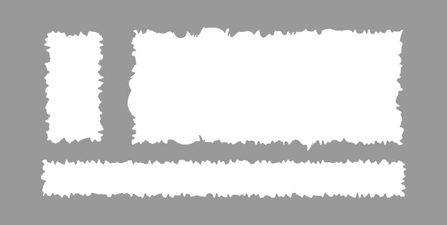 Colección de forma de rectángulo blanco dentado plantilla de papel rasgada casilla de texto en blanco rasgada etiqueta parche de etiqueta