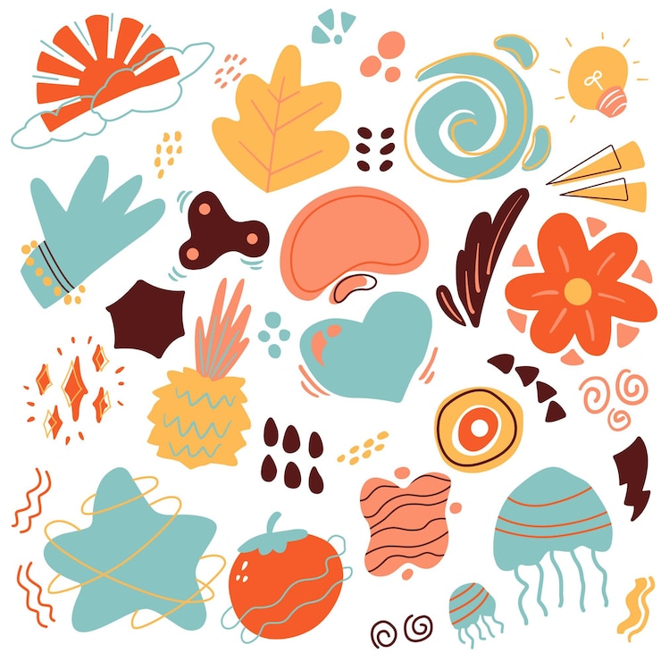 Vector gratuito colección de formas abstractas coloridas dibujadas a mano