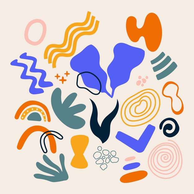 Colección de formas abstractas dibujadas a mano