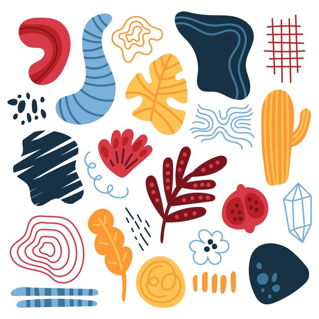 Colección de formas abstractas dibujadas a mano