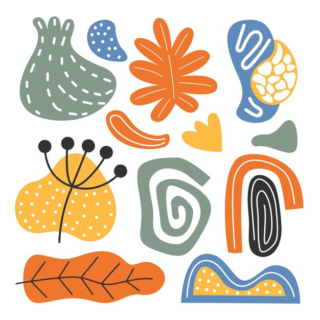 Colección de formas abstractas dibujadas a mano