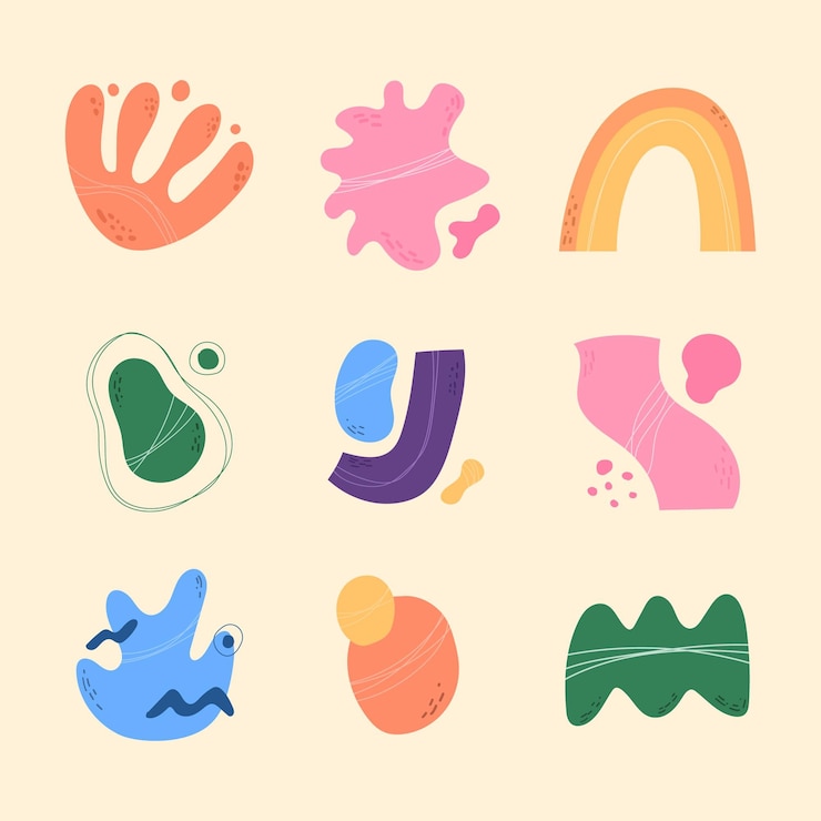 Vector gratuito colección de formas abstractas dibujadas a mano