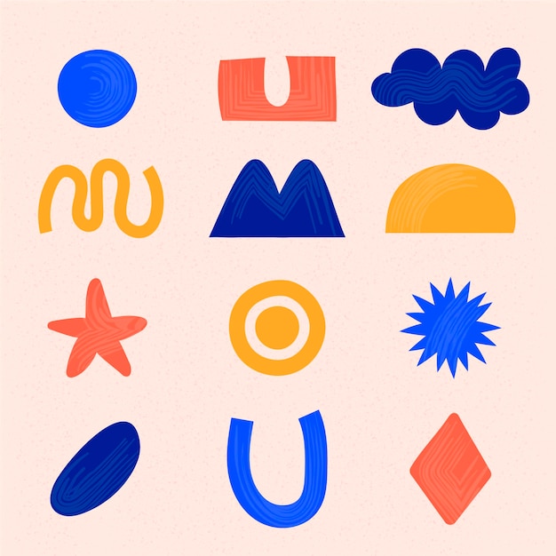 Colección de formas abstractas dibujadas a mano