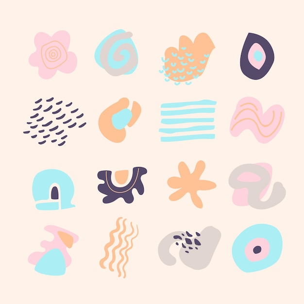 Colección de formas abstractas dibujadas a mano