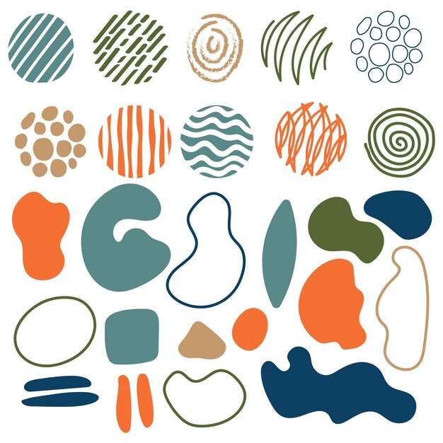 Colección de formas abstractas dibujadas a mano