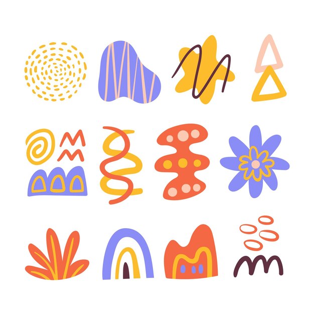 Colección de formas abstractas dibujadas a mano