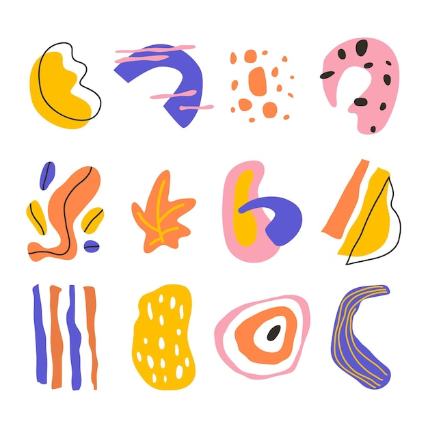 Colección de formas abstractas dibujadas a mano