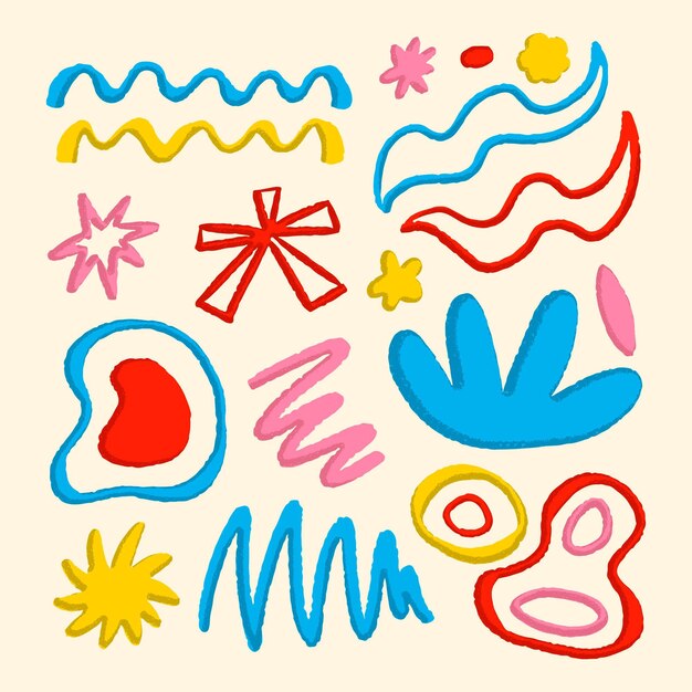 Colección de formas abstractas dibujadas a mano