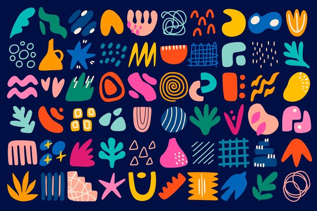Colección de formas abstractas dibujadas a mano