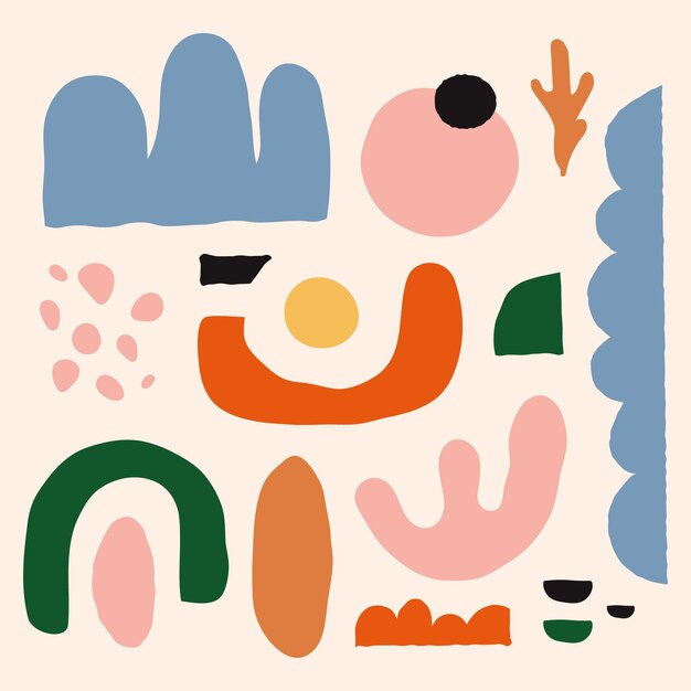 Colección de formas abstractas de diseño plano dibujado a mano