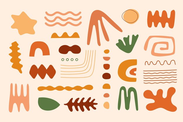 Colección de formas abstractas planas dibujadas a mano