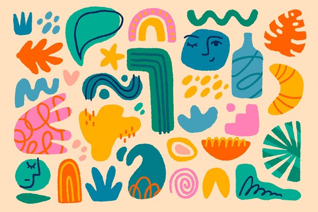Colección de formas abstractas planas dibujadas a mano