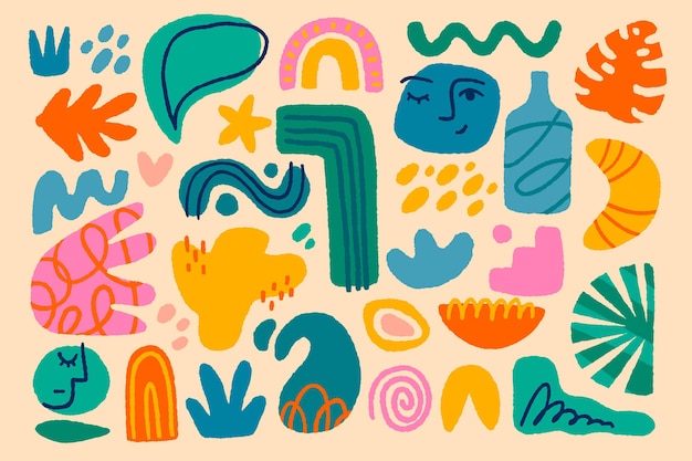 Colección de formas abstractas planas dibujadas a mano