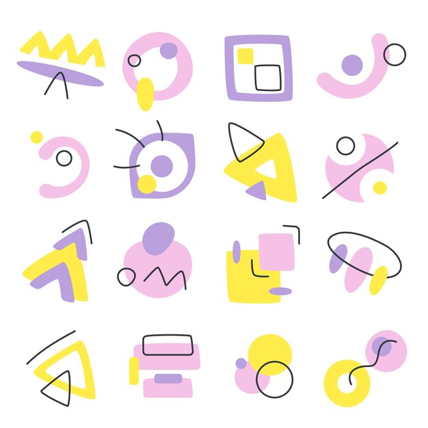 Colección de formas abstractas planas dibujadas a mano