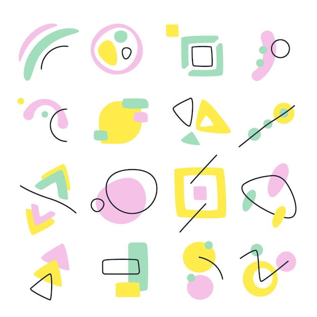 Colección de formas abstractas planas dibujadas a mano