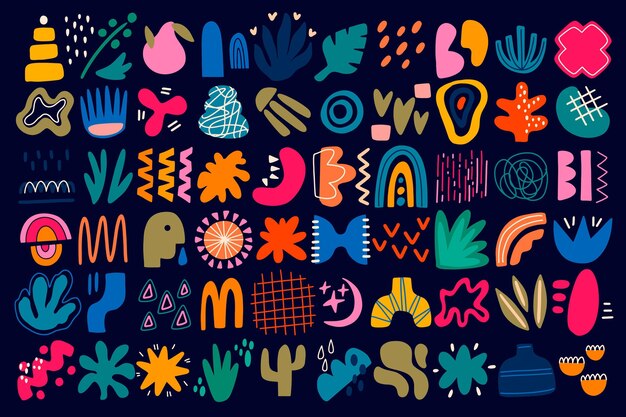 Colección de formas abstractas planas dibujadas a mano