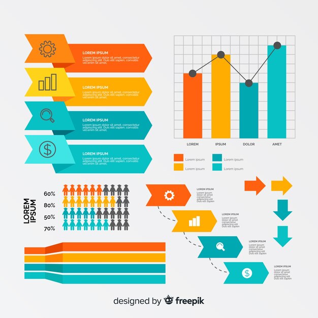 Colección de formas creativas para infografía empresarial