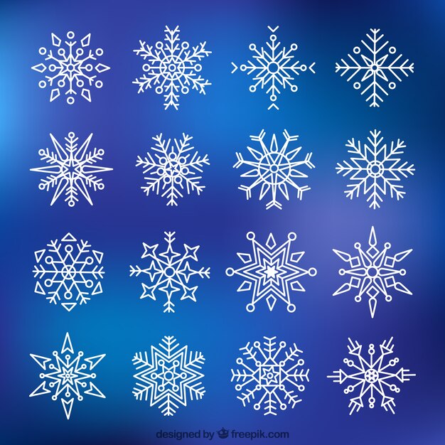 Colección de formas geométricas de copos de nieve