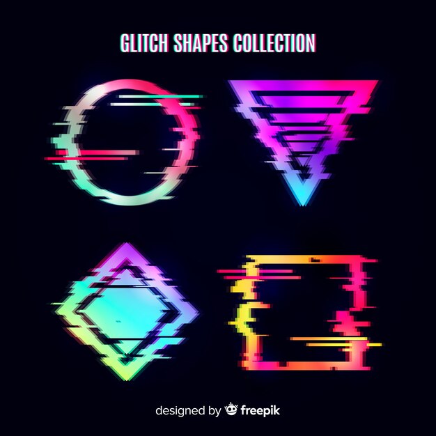 Colección formas geométricas glitch