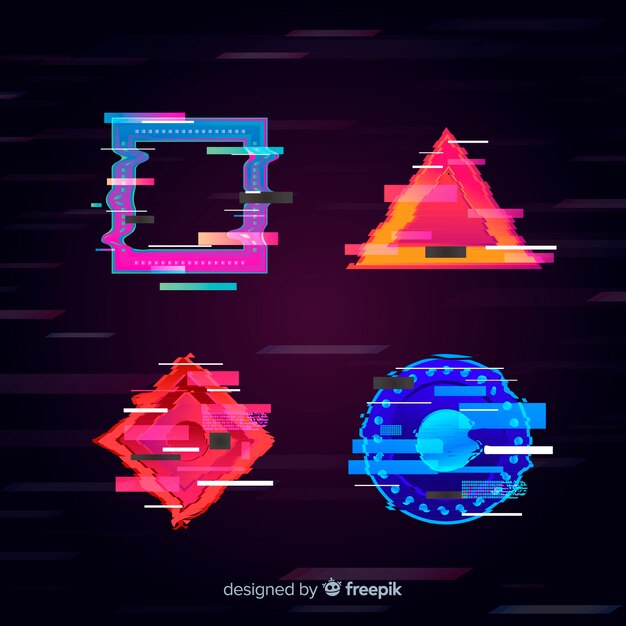 Colección formas geométricas glitch