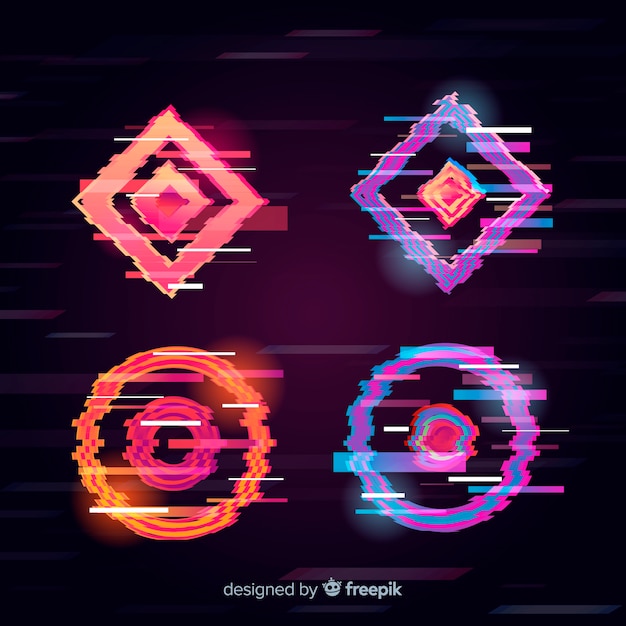 Colección formas geométricas glitch