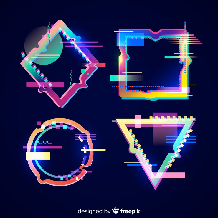 Vector gratuito colección de formas geométricas glitch