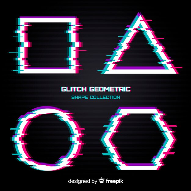 Colección formas geométricas glitch