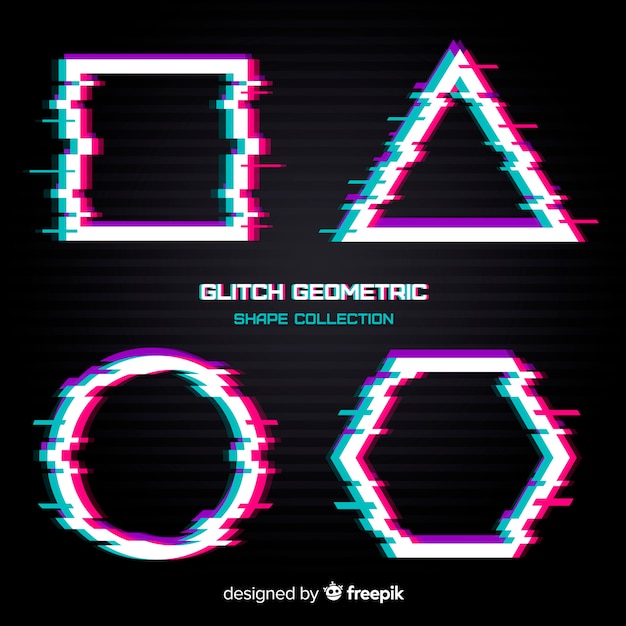 Colección formas geométricas glitch