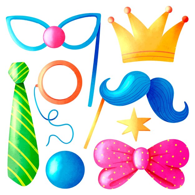 Colección de fotomatón de fiesta de carnaval en acuarela
