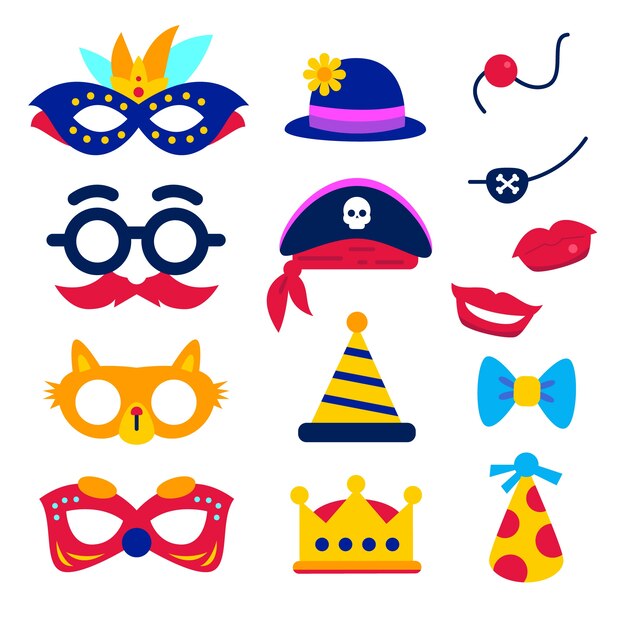 Colección de fotomatón plano fiesta de carnaval