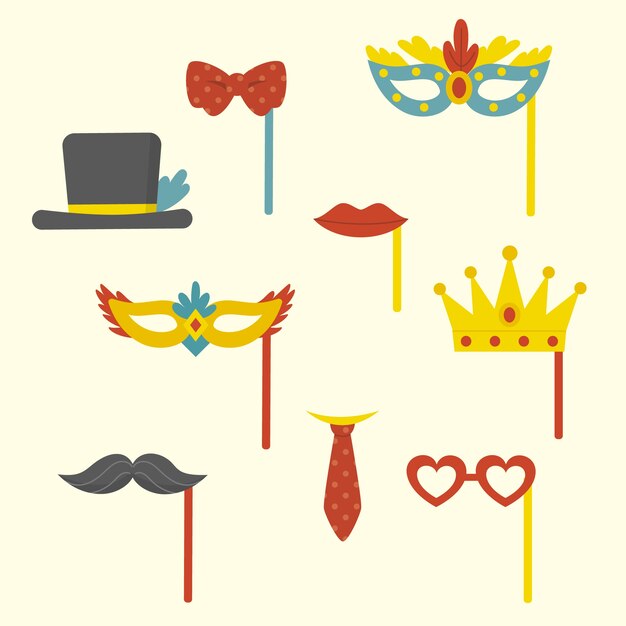 Colección de fotomatón plano fiesta de carnaval