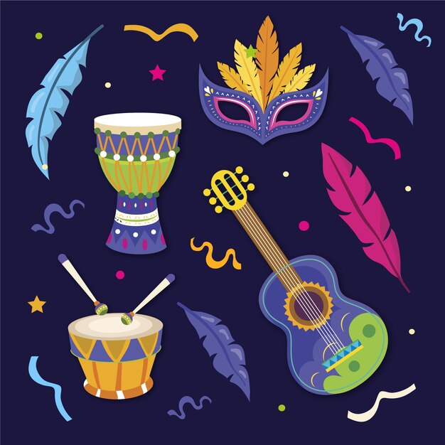 Colección de fotomatón plano fiesta de carnaval