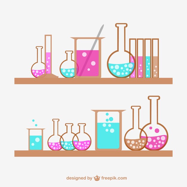 Colección de frascos de química