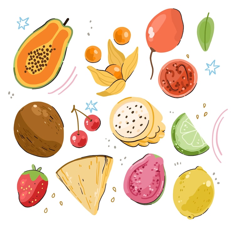 Vector gratuito colección de fruta dibujada a mano
